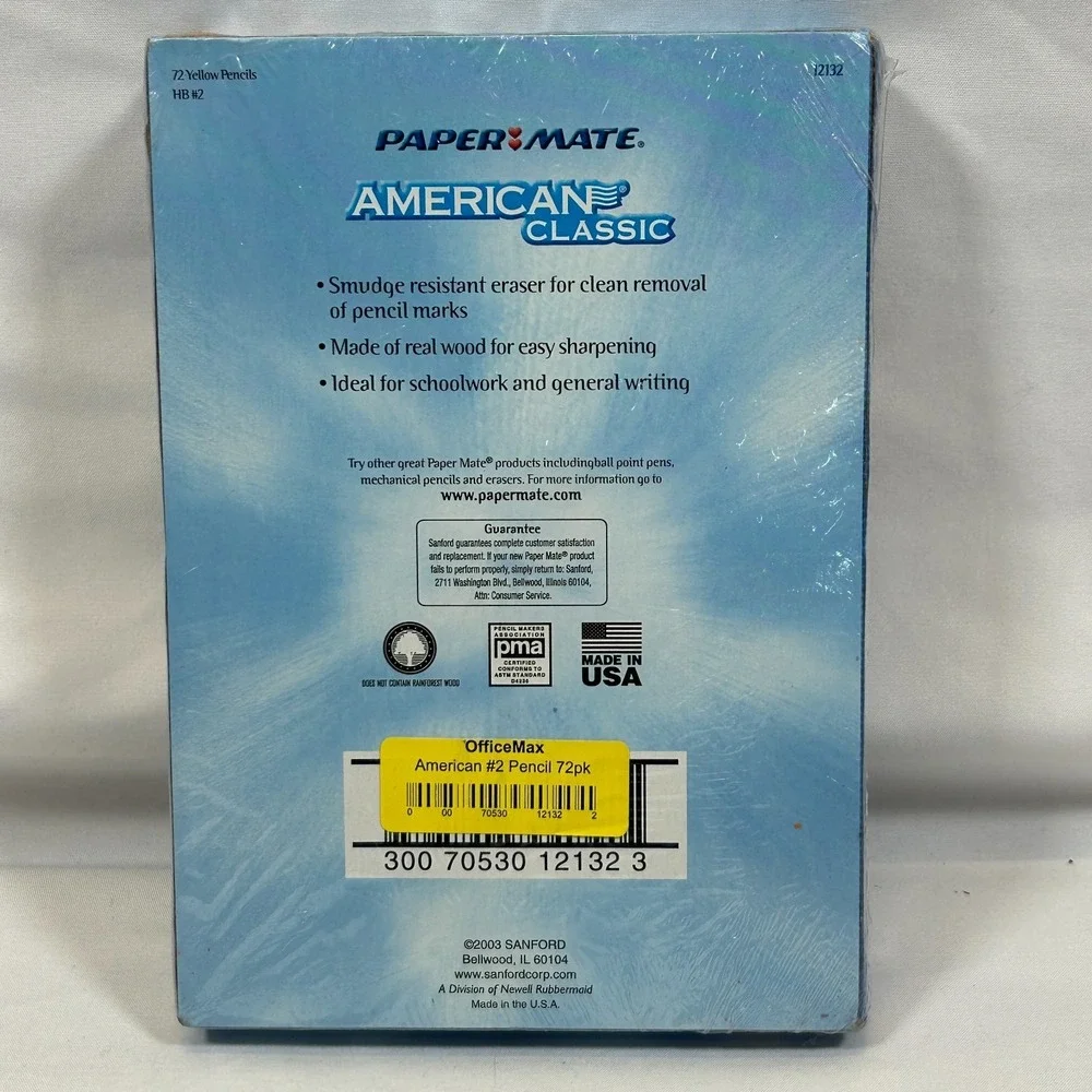Vintage Paper Mate American Classic Wood Pencils 72 Pencils HB #2 USA Made 2003‎